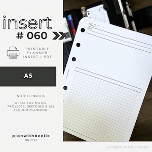 060 | Note It | ノート挿入物 | 印刷可能なプランナー挿入物 | A5 | Plan With Bee | すぐにダウンロード