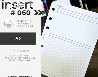 060 | Note It | Note Inserts | Printable Planner Insert | A5 | Plan With Bee | Instant Download