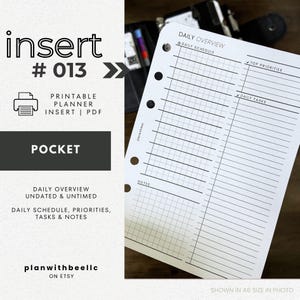 013 | Daily Overview | DO1P Undated & Untimed | POCKET | Plan With Bee | Instant Download