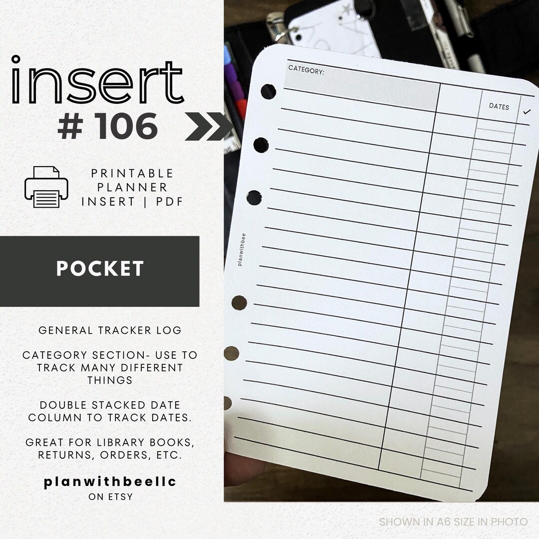 106 | General Tracker Log | Wide Lines | Vertical Tracker | Printable ...