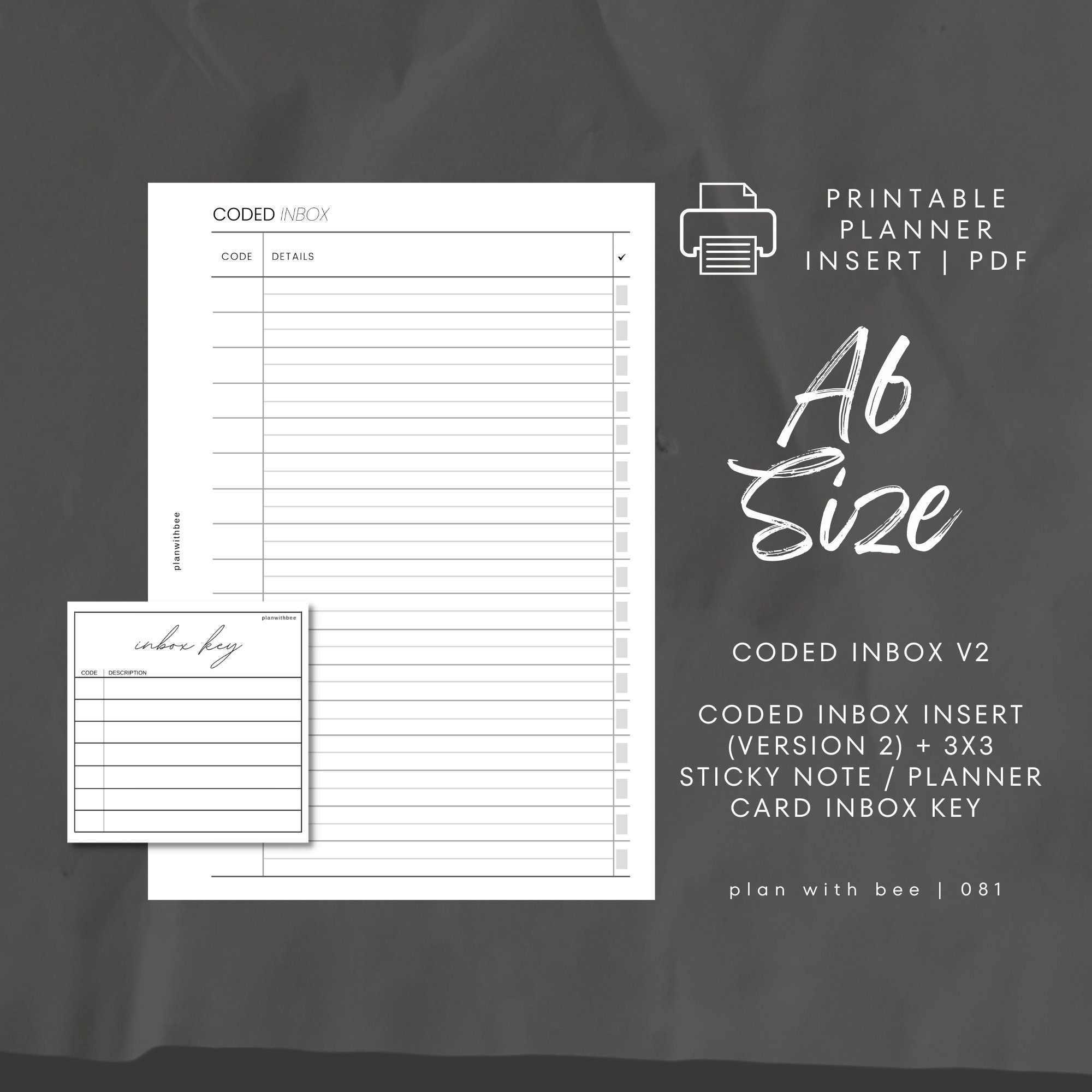 081 | Coded Inbox Version 2 | Coded Inbox Insert + Sticky Note Key ...