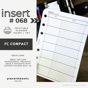068 | ブレインダンプ | コーディングコラム | 印刷可能なプランナー挿入物 | FCC | Plan With Bee | すぐにダウンロード