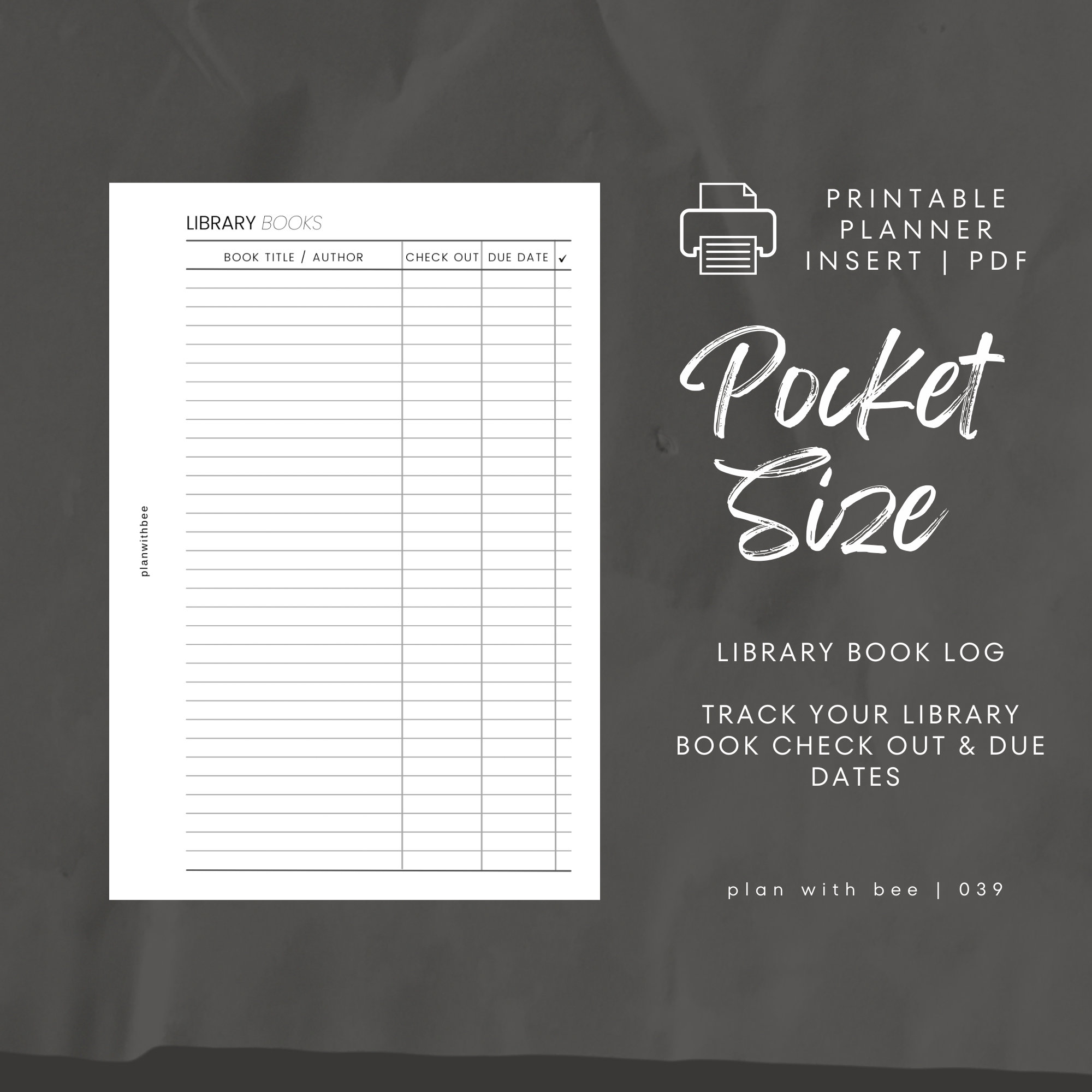 039 Library Books Log Check Out and Due Dates Printable