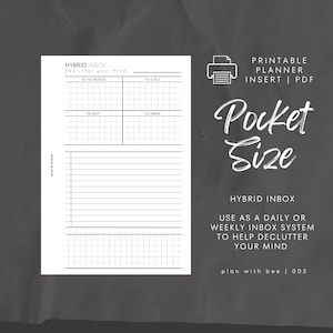 003 | Hybrid Inbox | Printable Planner Insert | POCKET | Plan With Bee | Instant Download