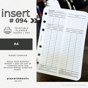 094 | Budget Overview | Printable Planner Insert | A6 | Tenyia's Version | Plan With Bee | Instant Download