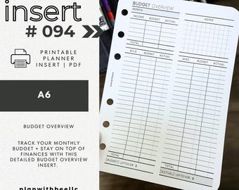 094 | Budget Overview | Printable Planner Insert | A6 | Tenyia's Version | Plan With Bee | Instant Download