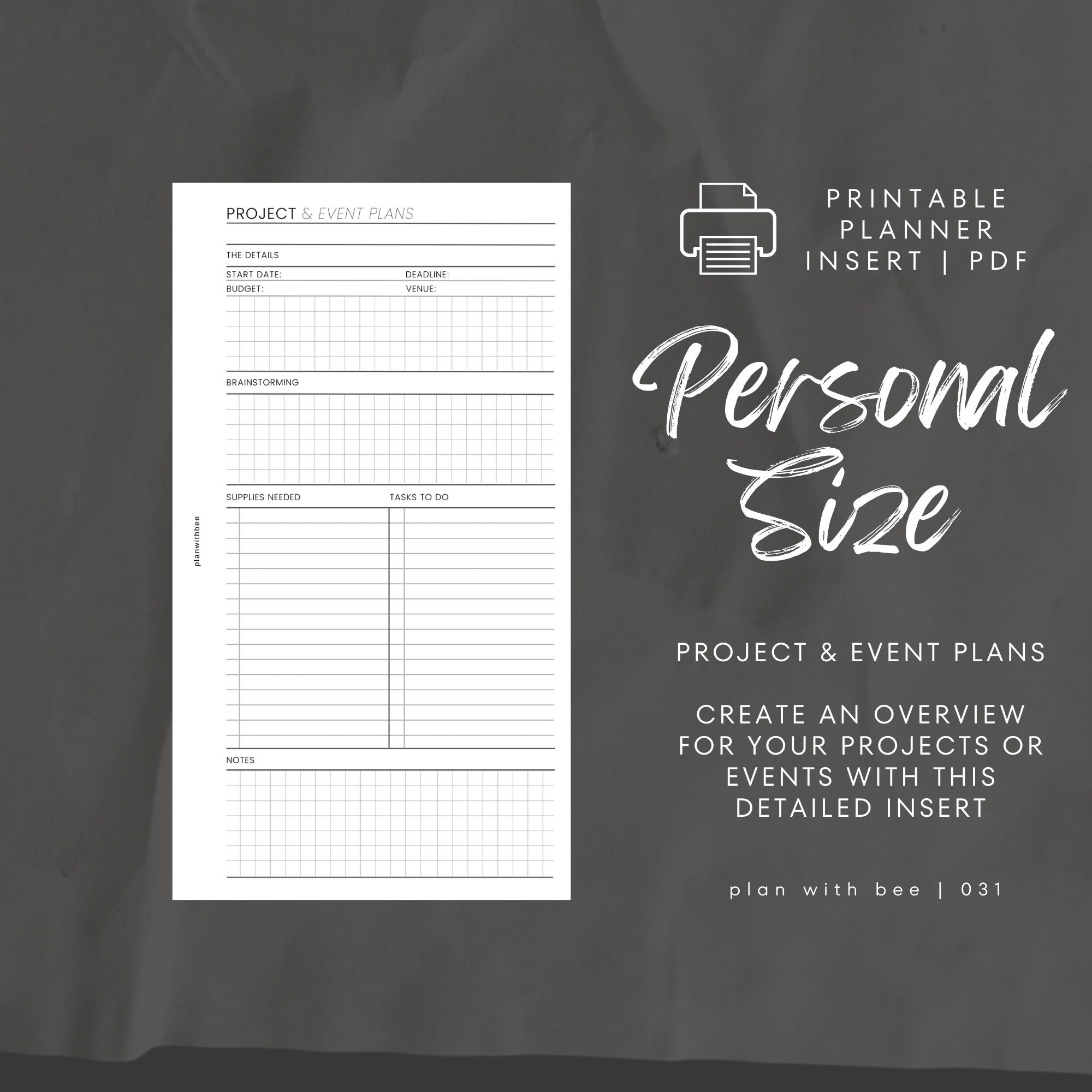 031-project-event-planning-overview-printable-planner-insert-personal-plan-with-bee-instant-download-etsy