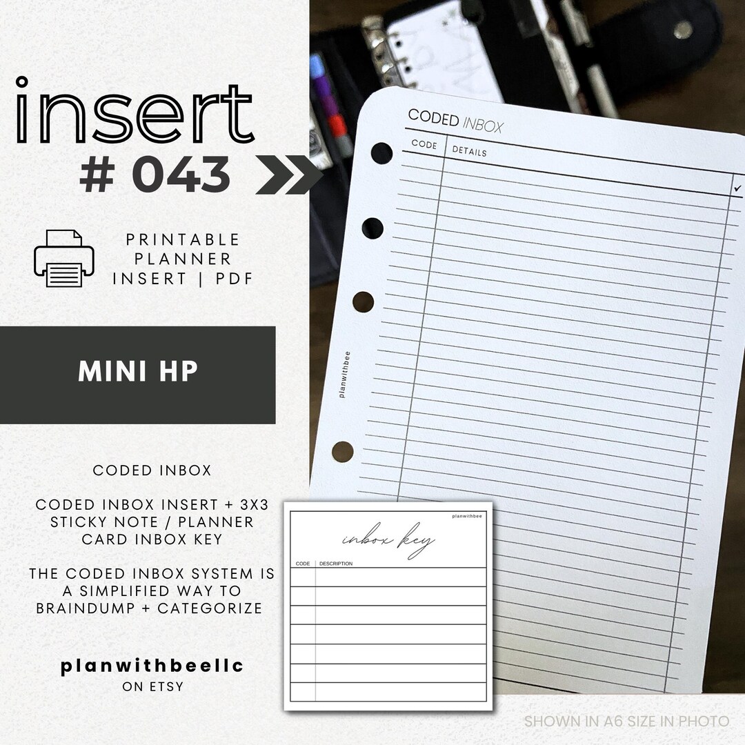 Orange Box Code Insert 043 | Coded Inbox System | Coded Inbox Insert + Printable Sticky Note ...