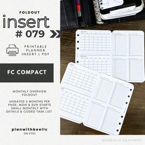 079 | 月間概要折り込み | 1ページに2ヶ月分の詳細 | 日付なし | 月曜・日曜開始 | 印刷可能 | FCC | Beeプラン | すぐにダウンロード