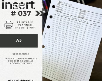 037 | Debt Tracker | Detailed Debt Payment Tracker | Code Column | Printable Planner Insert | A5 | Plan With Bee | Instant Download
