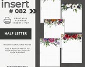 082 | Moody Floral Grid Notes | Grid Notes Pages With Floral | Printable Planner Insert | HALF LETTER | Plan With Bee | Instant Download