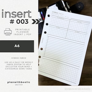 003 | Hybrid Inbox | Printable Planner Insert | A6 | Plan With Bee | Instant Download