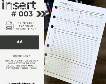 003 | Hybrid Inbox | Printable Planner Insert | A6 | Plan With Bee | Instant Download