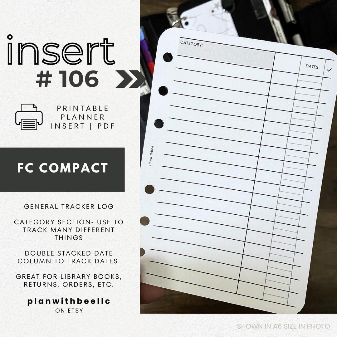 106 | General Tracker Log | Wide Lines | Vertical Tracker | Printable ...
