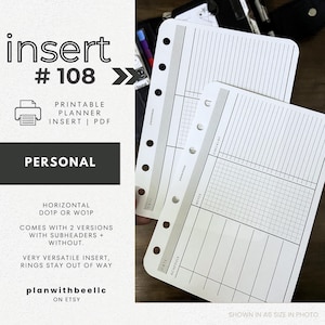 108 | Versatile DO1P/WO1P | Horizontal | Undated | Printable Planner Insert | PERSONAL | Plan With Bee | Instant Download