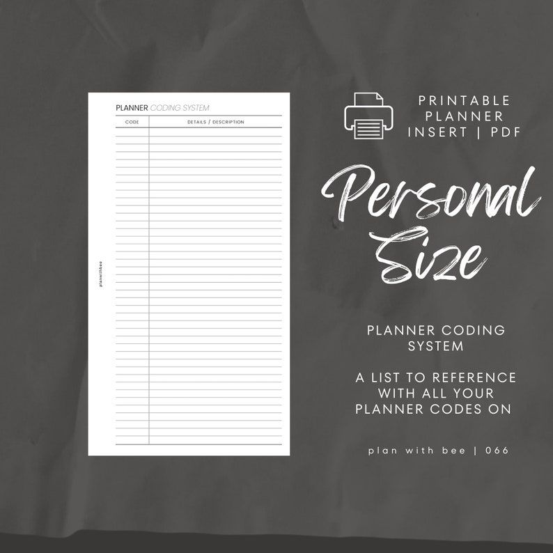 066 | Planner Coding System | Printable Planner Insert | PERSONAL ...