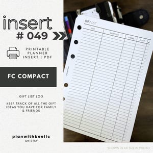 049 | Gift List | Printable Planner Insert | FCC | Plan With Bee | Instant Download