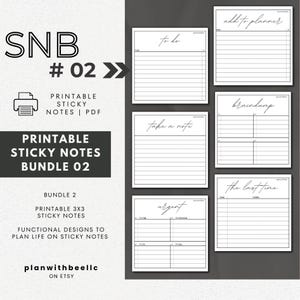 SNB2 | Printable Sticky Notes | Bundle 2 |Braindump, Urgent, Notes, To Do, Add To Planner, Last Time|Digital Download PDF File|Plan With Bee