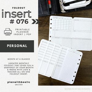 076 | Month At A Glance FOLDOUT w/ Tracker + Coded Task List | Undated | S&M Starts | Printable | PERSONAL | Plan With Bee| Instant Download