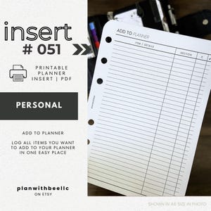 051 | Add To Planner | Printable Planner Insert | PERSONAL | Plan With Bee | Instant Download
