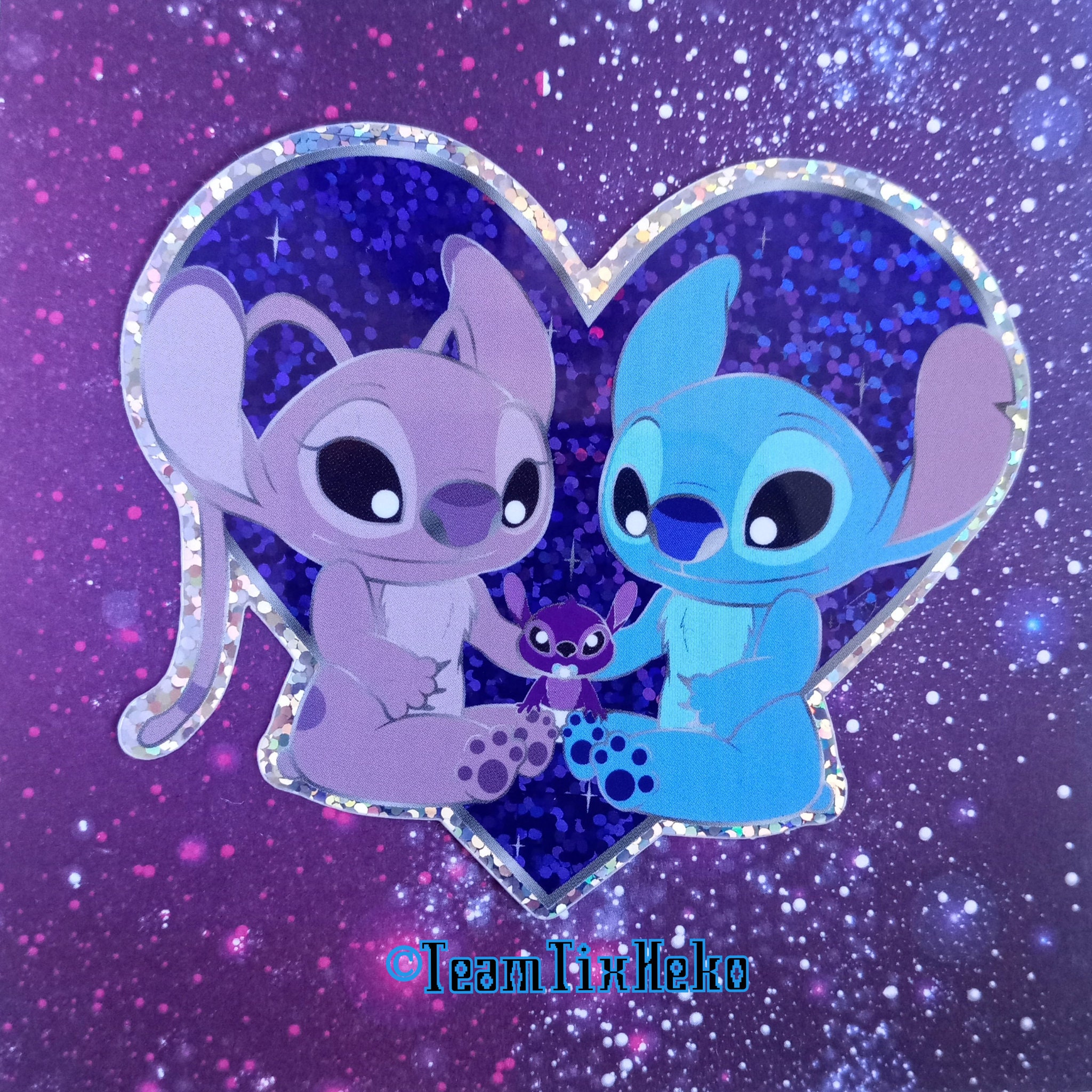 Amoureux Dessin Stitch Et Angel A Colorier Stitch's Ohana sticker - Etsy UK