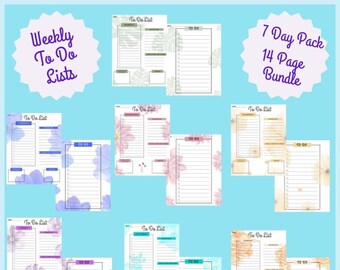 to do lists, organization tools, weekly lists