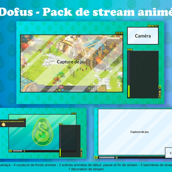 Dofus – Pack de streaming animé Twitch – Overlays - Scènes animées – Entièrement personnalisable + éléments détachables – Temporis