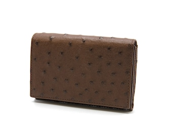 Men's Genuine Exotic Animal Skin Ostrich Wallet - Kango Tabac ID Holder Bifold