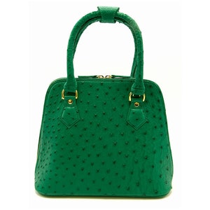 Genuine Ostrich Leather Knysna Hepburn Bag Emerald Green