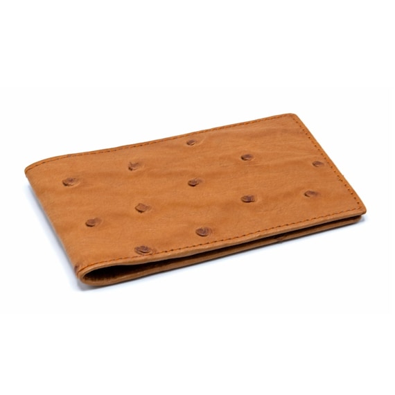 Ostrich Leather Slim Card Holder Wallet