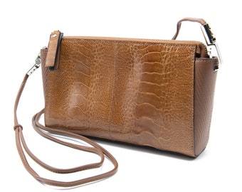 Ostrich Leather Plett Cross Body Bag