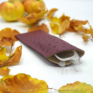 Genuine Ostrich Leather Glasses Case African Violet