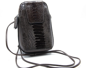 Ostrich Leather Phone Bag
