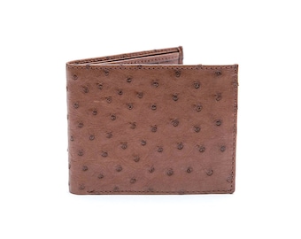 Genuine Ostrich Leather Mens Billfold Wallet