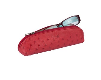 Ostrich Leather Pencil/Specs Case