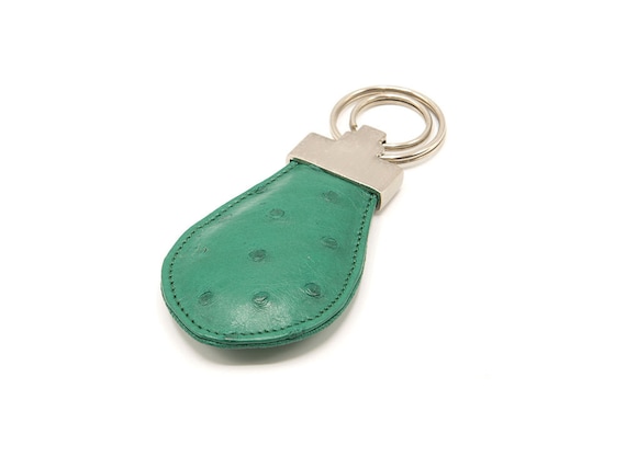 Genuine Ostrich Leather Teardrop Keyring