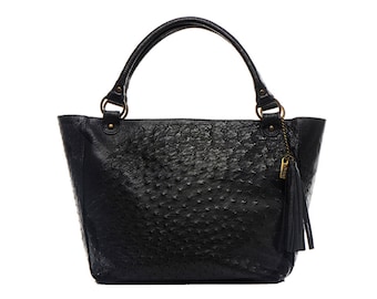 Karoo Genuine Ostrich Leather Tote Handbag