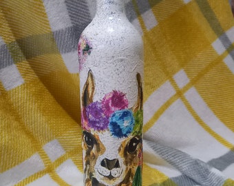 Glass Llama upcycled bottle