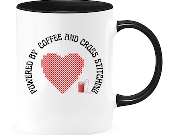 Cross Stitch Mug, Cross Stitch Lovers, Coffee Lover, Coffee Addict, Made By Love