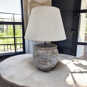 Terracotta Jar Table Lamp no.LC37, Earthy Textured Ceramic Table Lamp Perfect for Living Room, Entryway, Office and Bedroom.