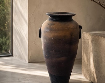 Ashes of Terra - 51 cm Höhe - Terrakotta Rustikale dekorative Keramikvase