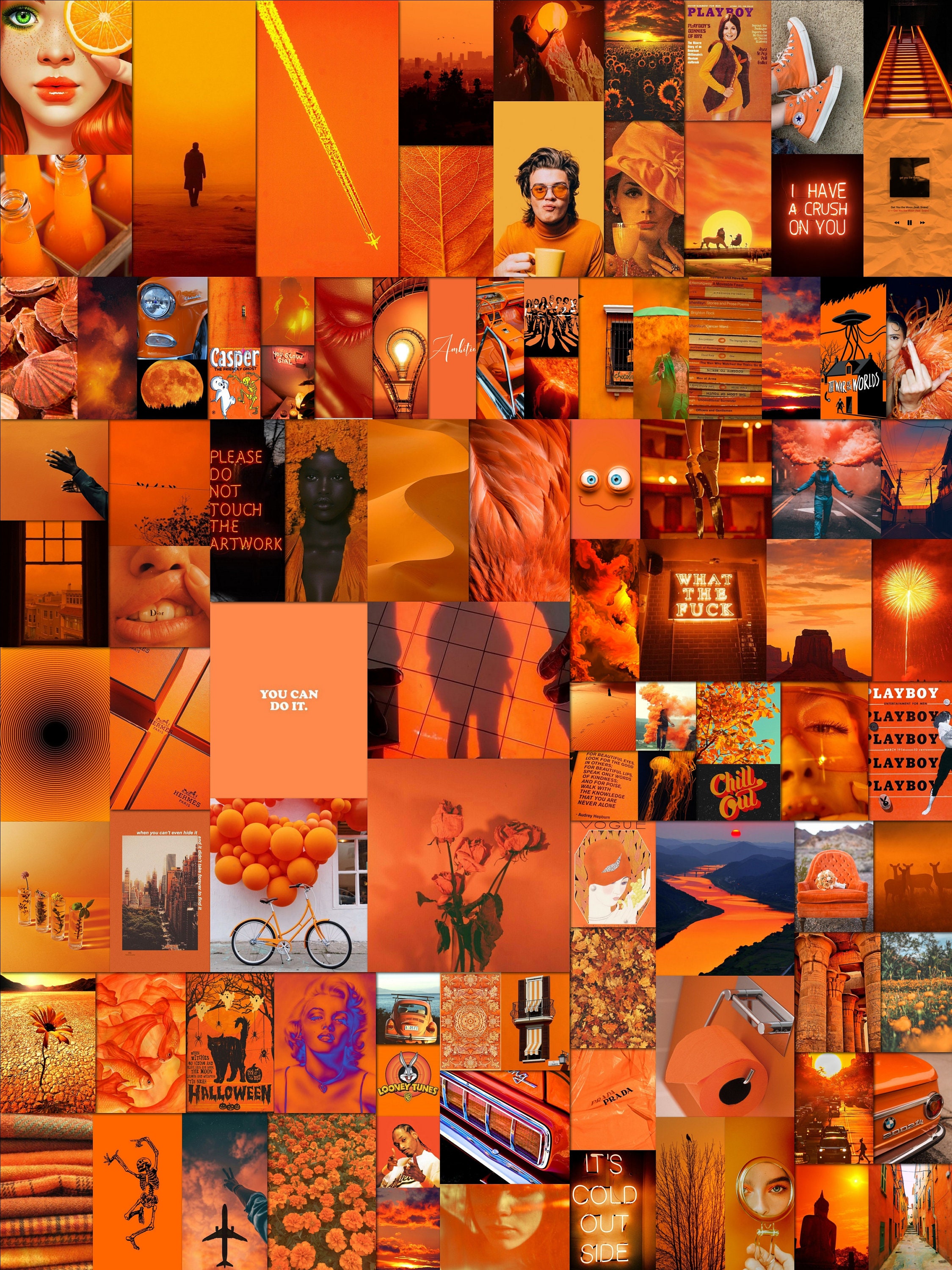 Orange Photo Collage Kit Aesthetic Collage Orange Theme | Etsy