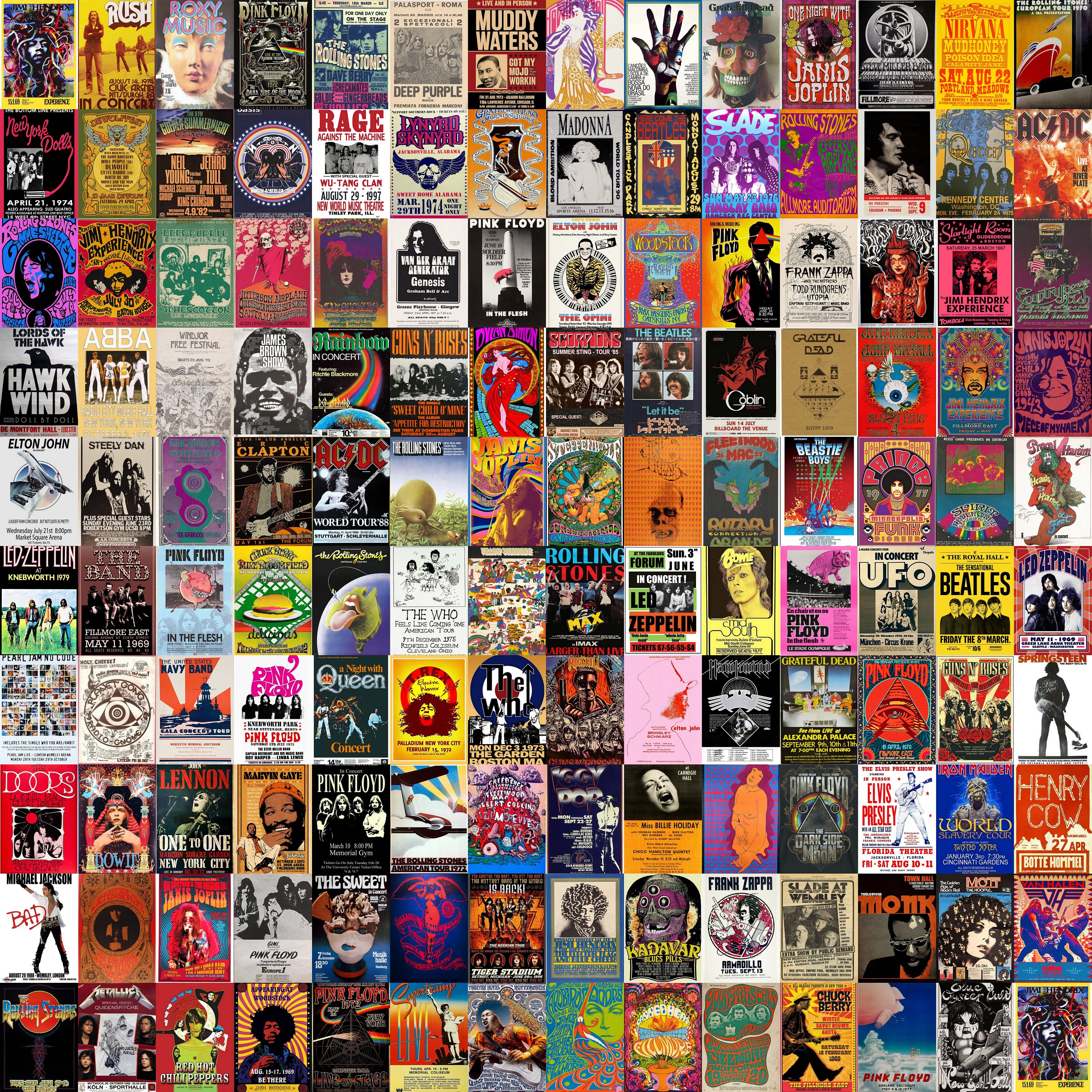 Vintage Concert Posters, Wall Collage Kit, Vintage Music Posters, Vin…