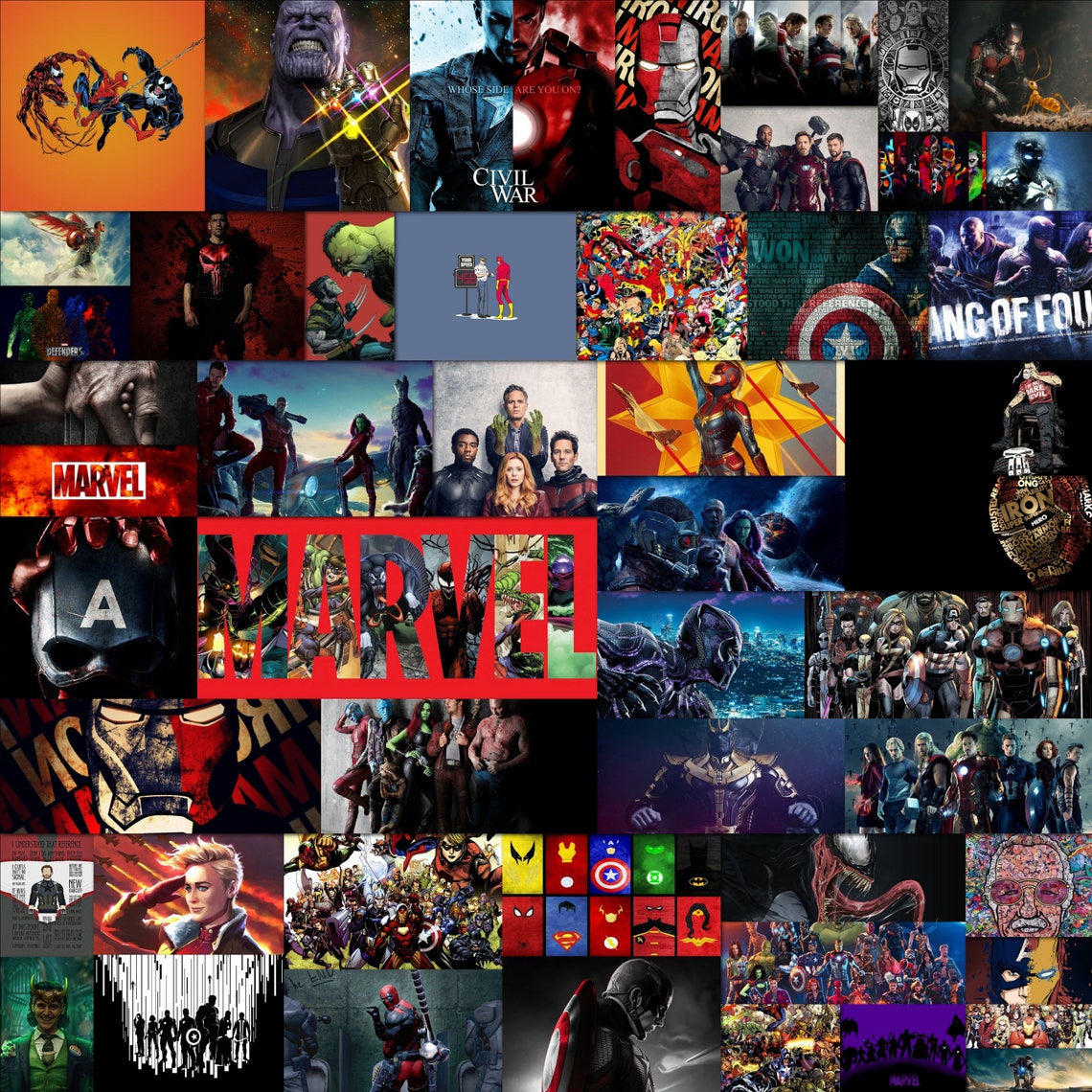 Marvel Wall Collage Kit Wall Decor Marvel Comics Art Etsy