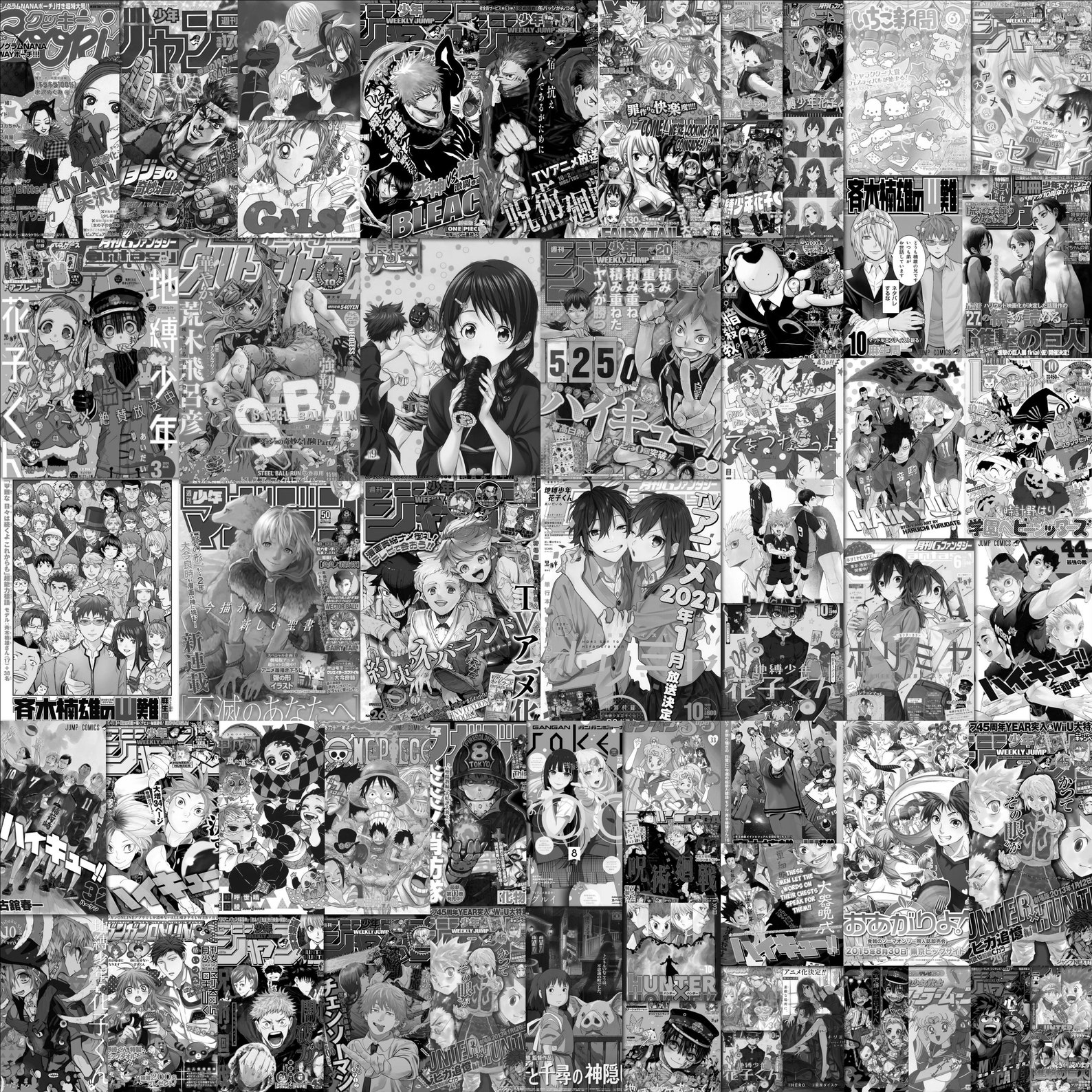 Anime Manga Wall Collage Kit Black and White Collage Kit | Etsy