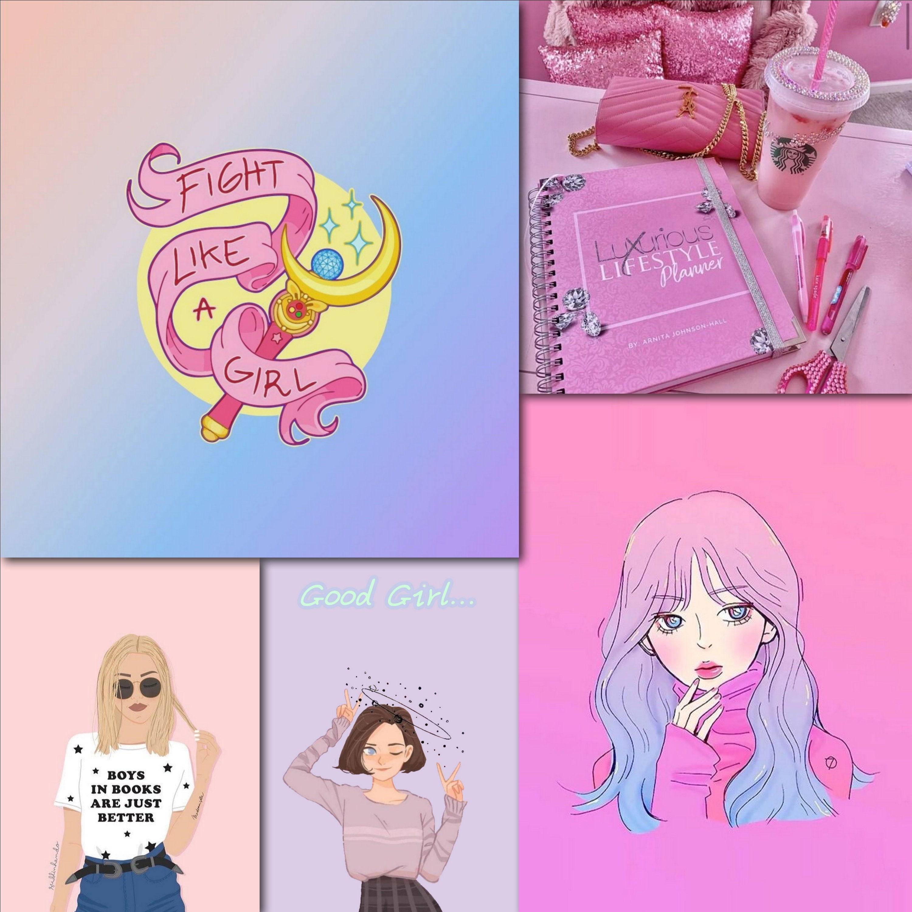 Girly Wall Decor Collage Kit Girly Wall Art Printable Pink Etsy