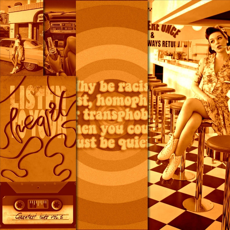 Retro Wall Collage Kit Burnt Orange Aesthetic Vintage Wall Etsy Ireland
