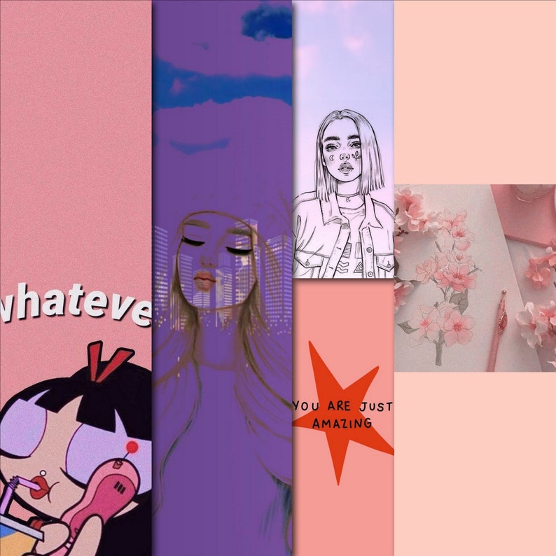 Girly Wall Decor Collage Kit Girly Wall Art Printable Pink Etsy