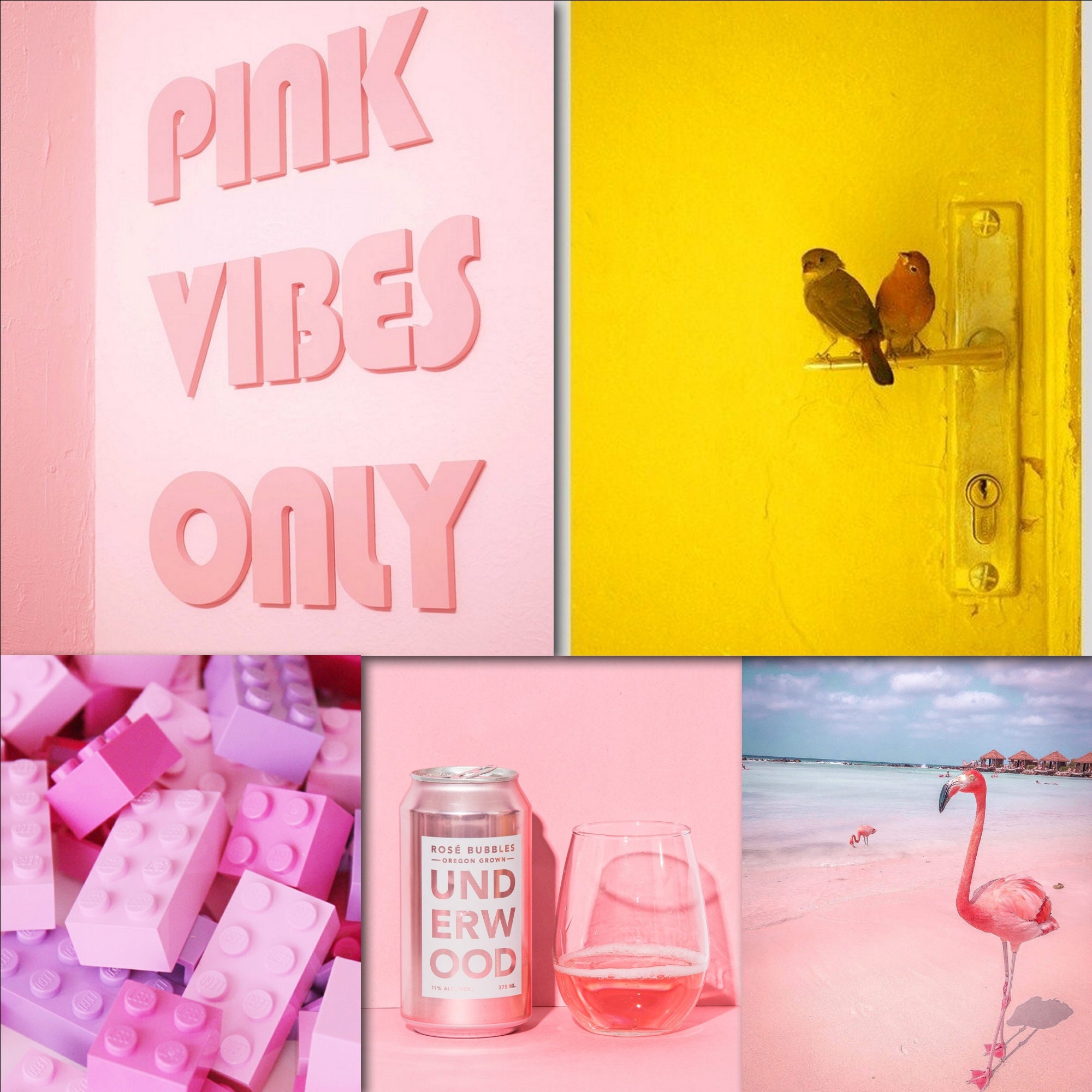 Home Décor Wall Hangings Wall Décor Yellow Fashion Collage Kit Digital