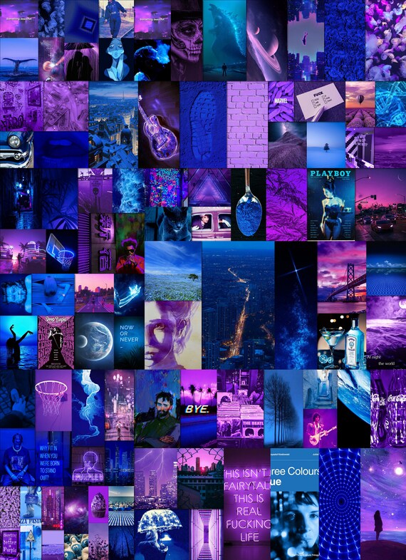 Purple Collage Blue Collage Digital Collage Aesthetic Wall | Etsy